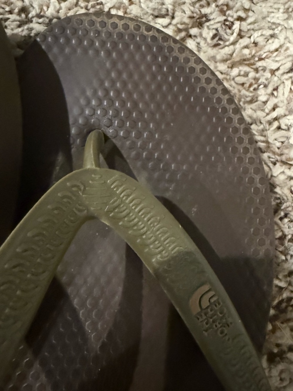 Well worn The North Face Olive Strapped Brown Footbed Flip Flops - Picture 5 of 7